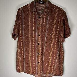 Vatpave Men’s Brown Button Up Short Sleeve Casual Lightweight Collard Shirt